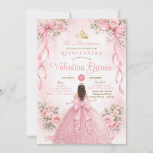 Invitation pour Quinceañera Sweet 16 avec nœud ros