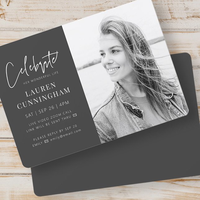 Invitation Pour sa célébration virtuelle de la vie Photo mode (Créateur téléchargé)