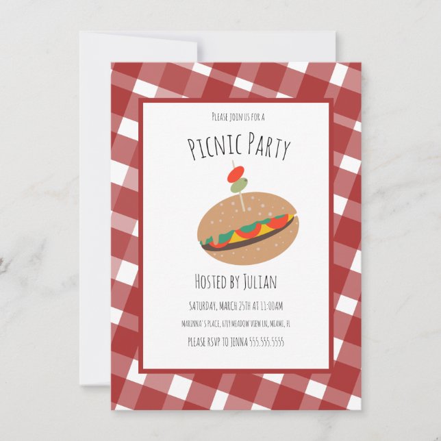 Invitation pour sandwich de l'événement de pique-n (Devant)