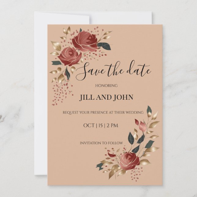 Invitation pour Sauvegarder la Date Moderne Rose M (Devant)