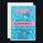 Invitation pour son 1er anniversaire pour la fête<br><div class="desc">Invitation pour son 1er anniversaire pour la fête rose au bord de la piscine en été</div>