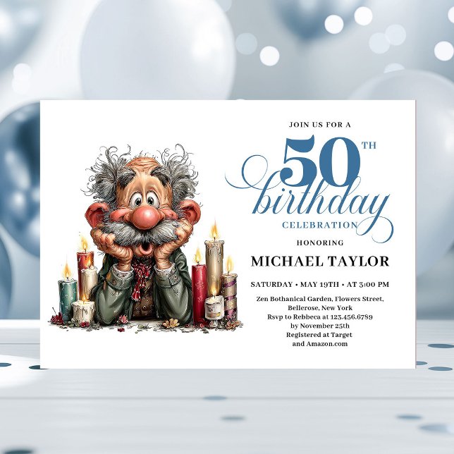 Invitation pour son 50e anniversaire Epic Humor Fo (Epic Humor For Him 50th Birthday Bash Invitation)
