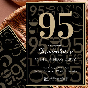Invitation pour son 95e anniversaire Moderne Noir