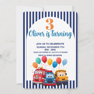 Invitation pour thème d'anniversaire avec camion r