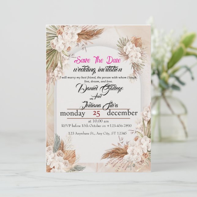 Invitation Pour toujours commence ici – Dos du design de l'in (Debout devant)