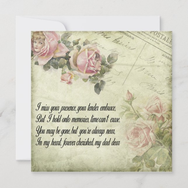 Invitation Pour toujours dans nos coeurs : Souvenir de papa (Devant)
