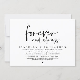 Invitation Pour toujours et toujours, Parti Elopement Mariage