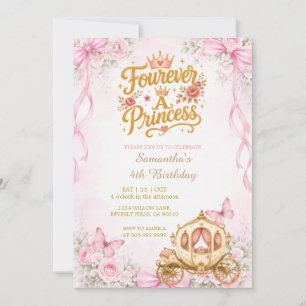 Invitation Pour toujours une princesse Anniversaire Carrosse