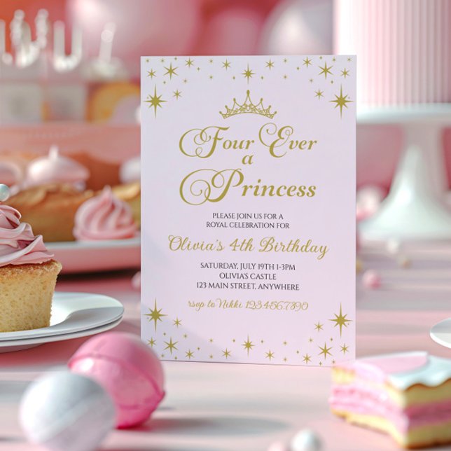 Invitation Pour toujours une princesse royale 4e anniversaire (Créateur téléchargé)