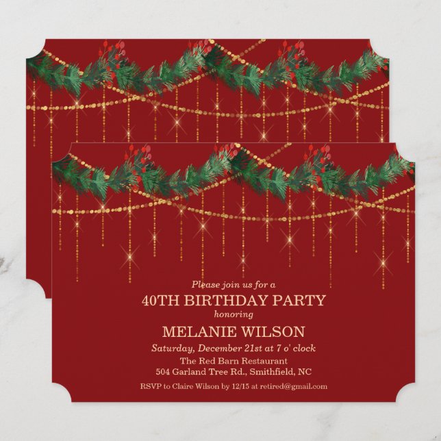 Invitation pour tout âge - Fête de Noël Anniversai (Devant / Derrière)