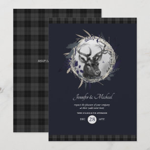 Invitation pour TOUT - Tartan Gris Bleu avec Cerf 