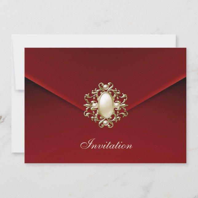 Invitation pour toutes occasions riche rouge velou (Devant)