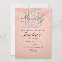 Invitation pour un 13ème anniversaire, Carte de fê