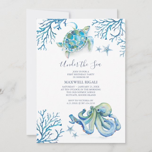 Invitation pour un 1er Anniversaire sur le thème d (Devant)