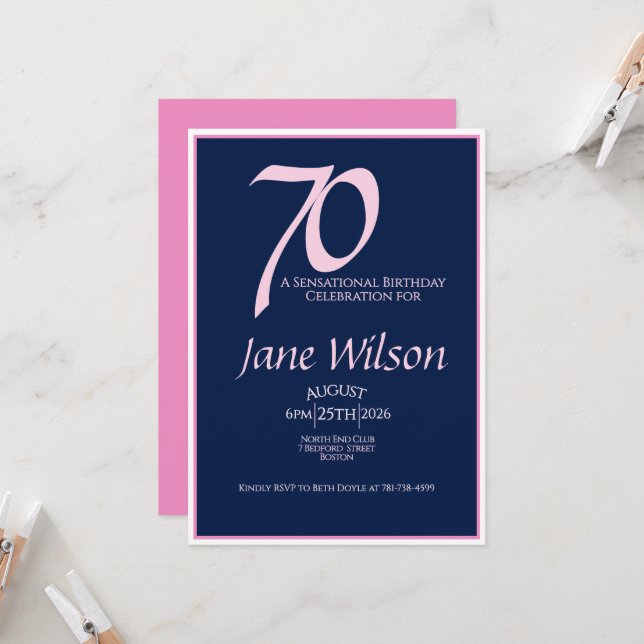 Invitation pour un 70e anniversaire sensationnel N (Devant/Arrière en situation)