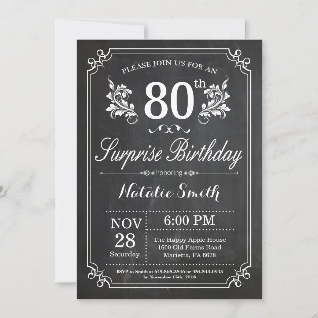 Invitation pour un 80e anniversaire surprise sur u (Devant)