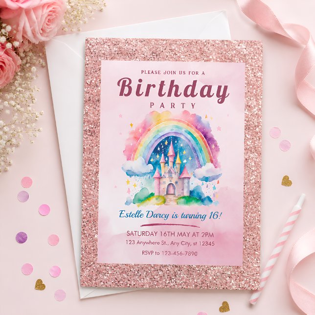 Invitation pour un anniversaire 16 ans Château Arc (Créateur téléchargé)