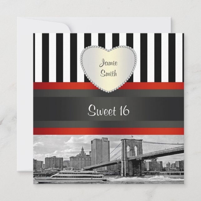 Invitation pour un anniversaire de 16 ans à bord d (Devant)