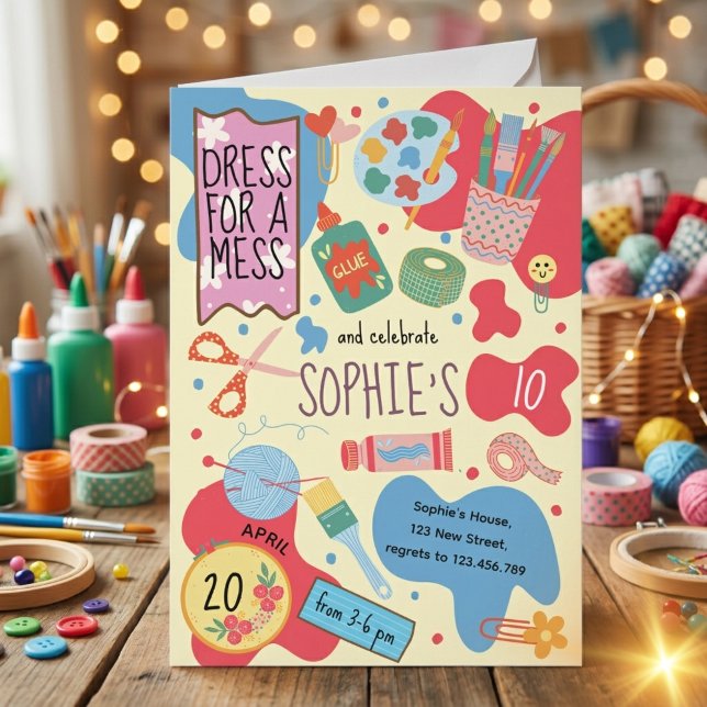 Invitation pour un anniversaire enfant atelier cré (Créateur téléchargé)