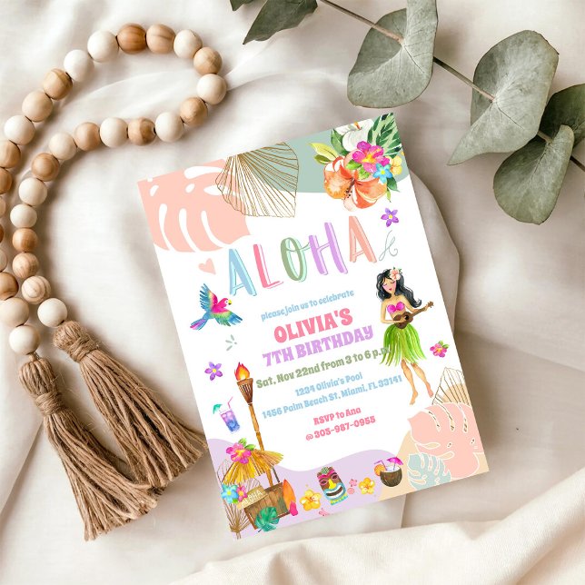 Invitation pour un Anniversaire Luau Hawaïen (Créateur téléchargé)