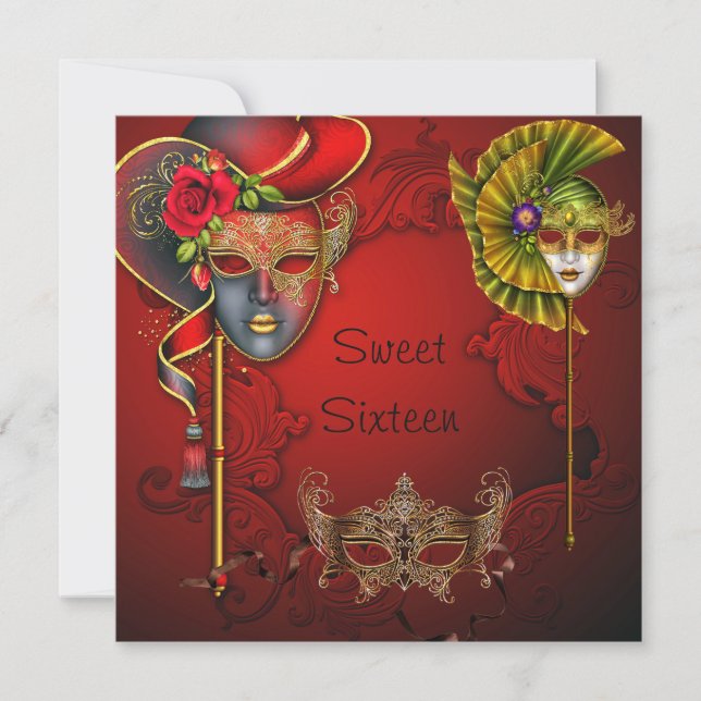 Invitation pour un Bal Masqué d'anniversaire Sweet (Devant)