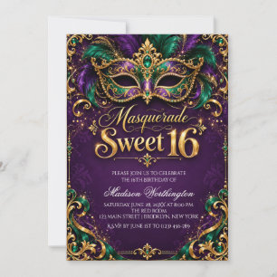 Invitation pour un Bal Masqué Sweet 16