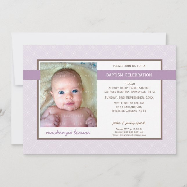 INVITATION POUR UN BAPTÊME EN PHOTO :: gloire 5L (Devant)