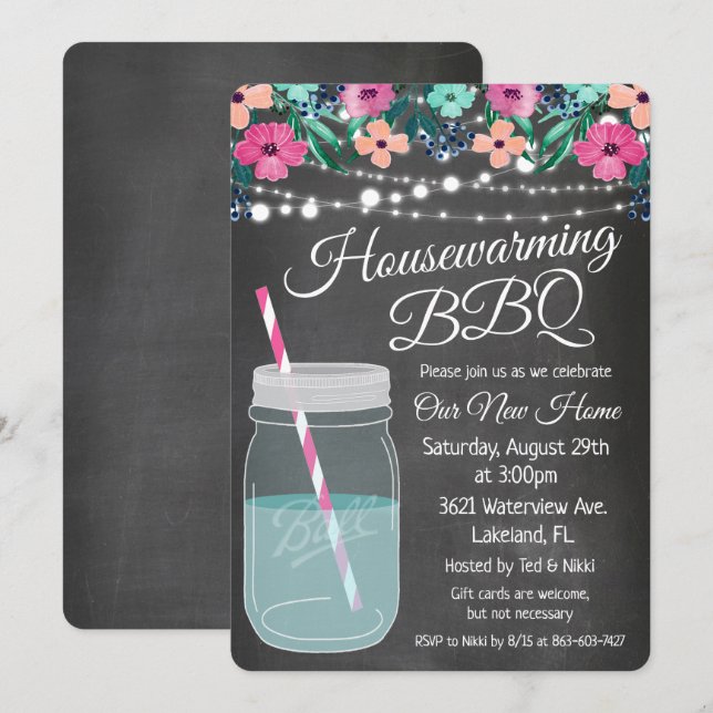 Invitation pour un barbecue de pendaison de crémai (Devant / Derrière)