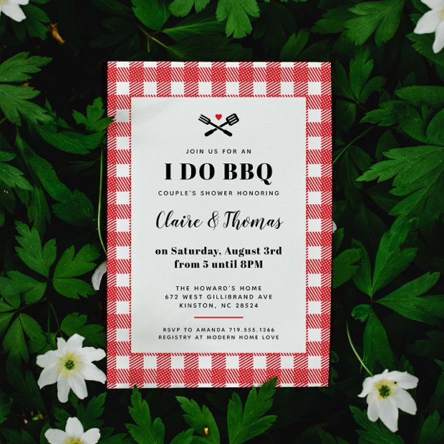 Invitation pour un BBQ de mariage au motif carreau (Créateur téléchargé)