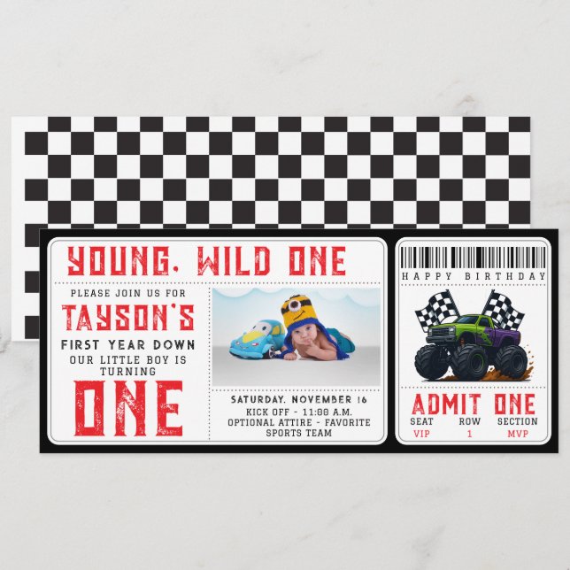 Invitation pour un billet d'anniversaire de Monste (Devant / Derrière)