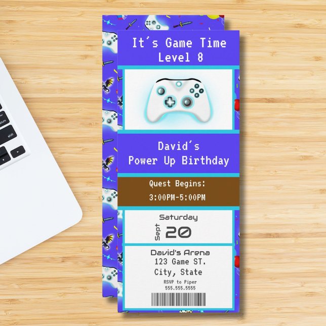 Invitation pour un billet d'anniversaire Epic Game (Créateur téléchargé)
