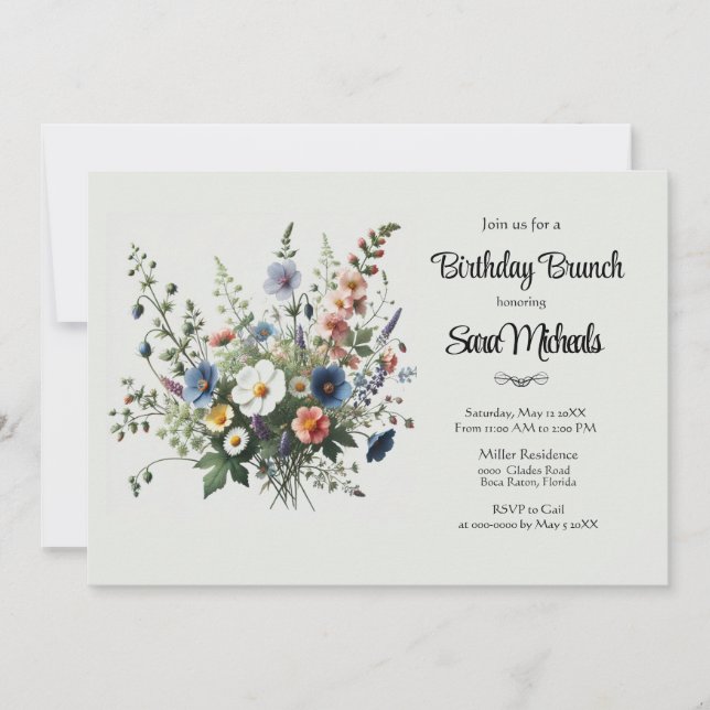 Invitation pour un brunch d'anniversaire avec un b (Devant)