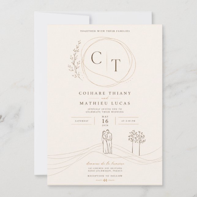 Invitation pour un Couple d'Art en Ligne Moderne (Devant)