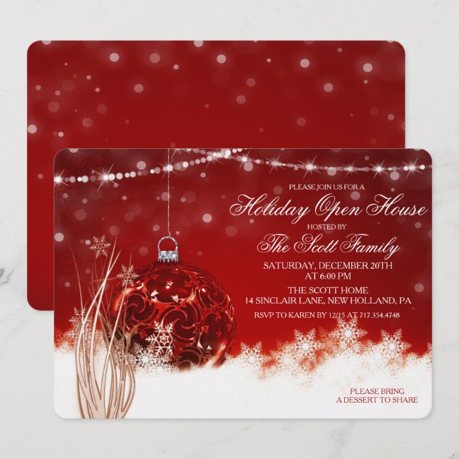 Invitation pour un décor de Noël de maison ouverte (Devant / Derrière)
