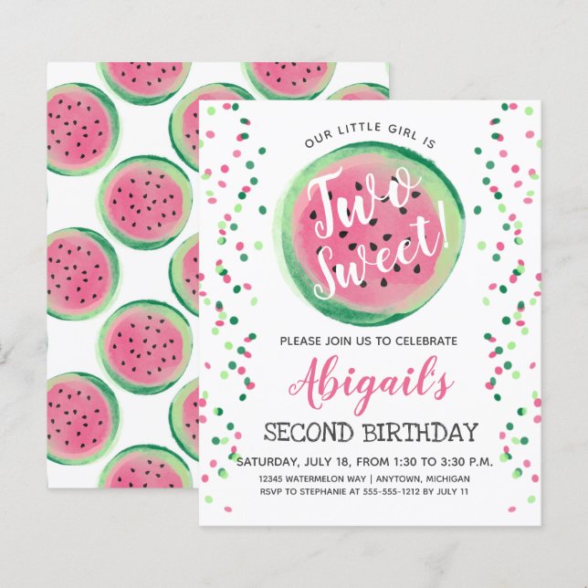 Invitation pour un deuxième anniversaire doux Budg (Devant / Derrière)