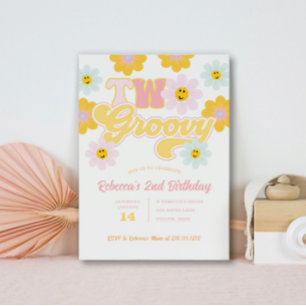 Invitation pour un deuxième anniversaire Retro Dai