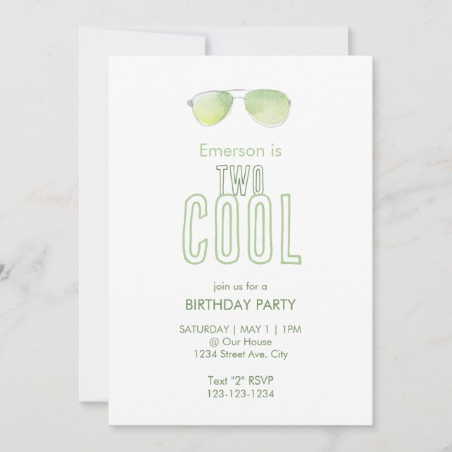 Invitation pour un deuxième anniversaire Two Cool (Devant)