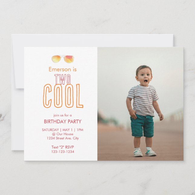 Invitation pour un deuxième anniversaire Two Cool (Devant)