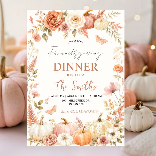 Invitation pour un dîner Boho Floral Autumn Friend (Créateur téléchargé)