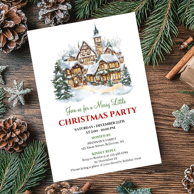 Invitation pour un dîner de fête de Noël dans une  (Modern festive city Christmas party dinner invite)