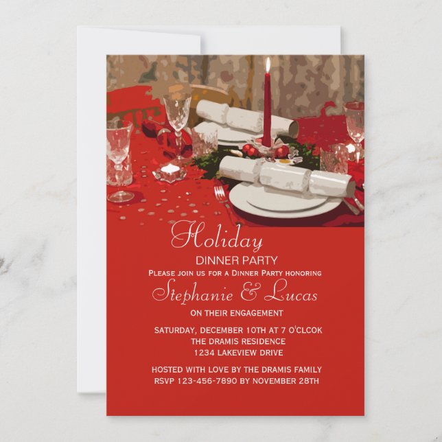 Invitation pour un dîner de fête sur une table de  (Devant)