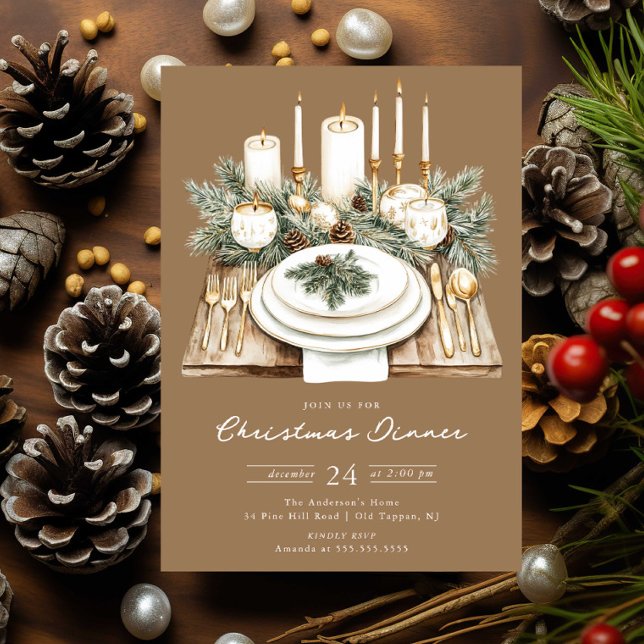 Invitation pour un dîner de Noël aux chandelles ru (Créateur téléchargé)