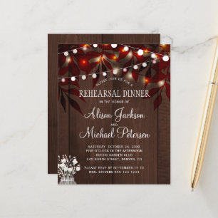 Invitation pour un dîner de répétition rustique et