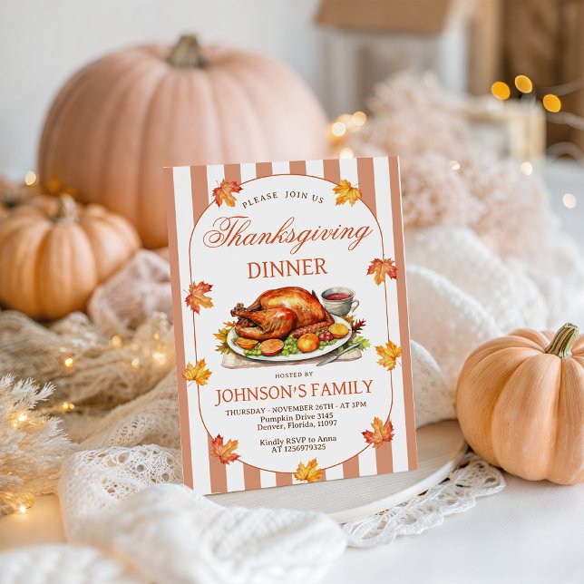 Invitation pour un dîner de Thanksgiving avec dind (Créateur téléchargé)