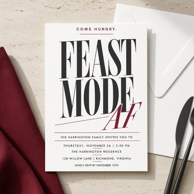 Invitation pour un dîner de Thanksgiving en mode F (Créateur téléchargé)
