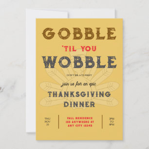 Invitation pour un dîner de Thanksgiving Gobble Wo