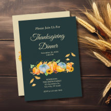 Invitation pour un dîner de Thanksgiving rustique 
