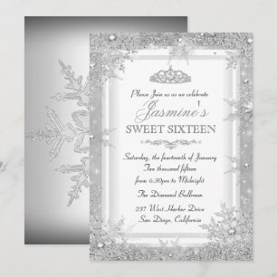 Invitation pour un doux 16ème anniversaire Silver