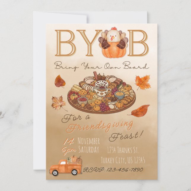 Invitation pour un festin de Friendsgiving avec pl (Devant)