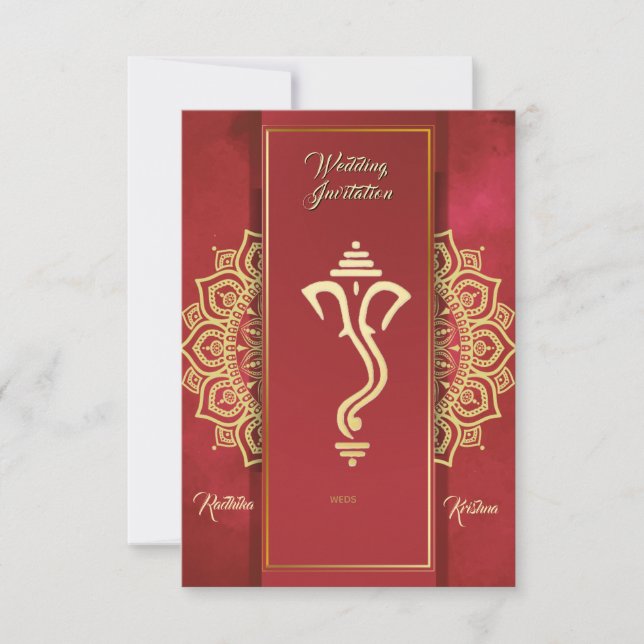 Invitation pour un mariage hindou indien à Ganesha (Devant)